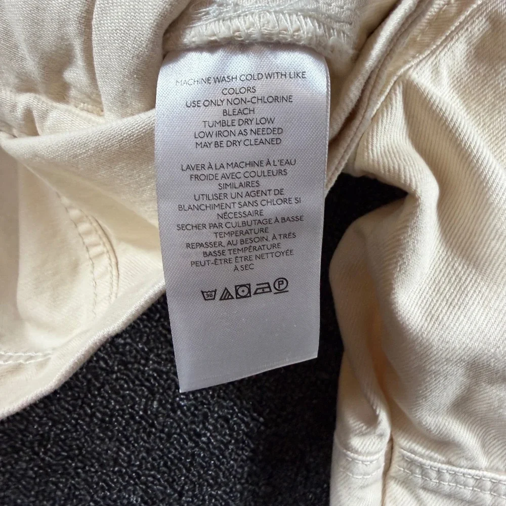 We The Free Cream Denim Jacket Women's S Oversized Trucker Jean Coastal Utility - Picture 7 of 8